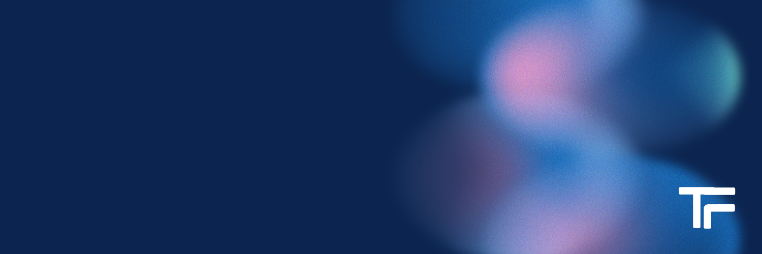 Banner Tejido Futuro con luces suaves sobre fondo azul profundo