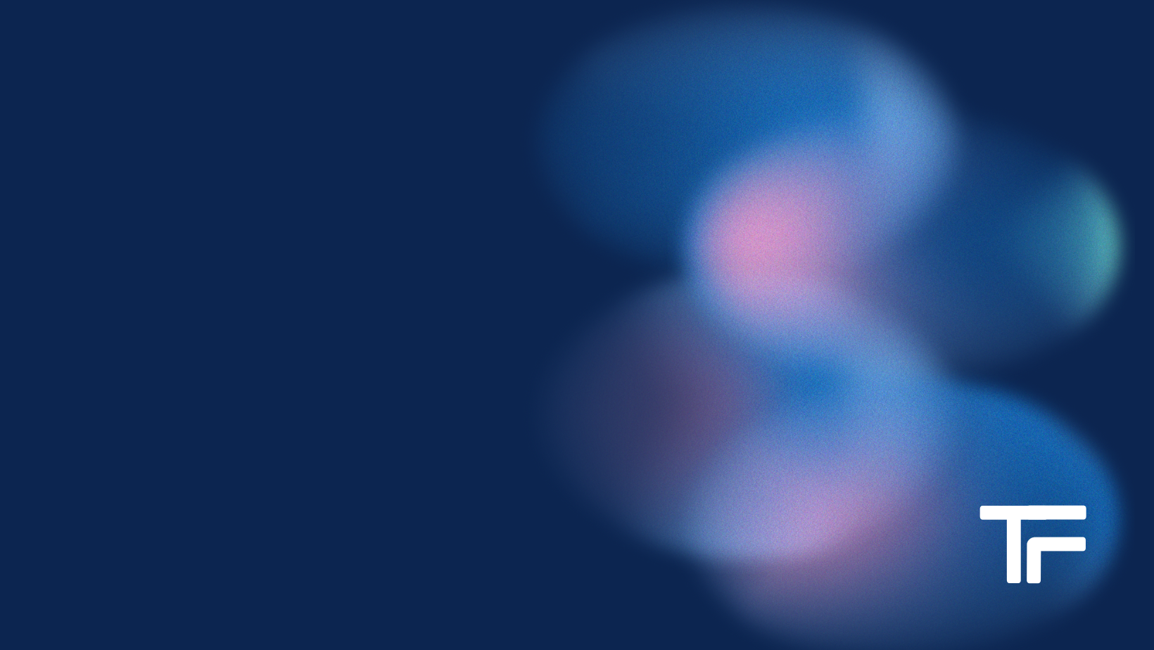 Formas luminosas y logotipo de Tejido Futuro sobre fondo azul profundo
